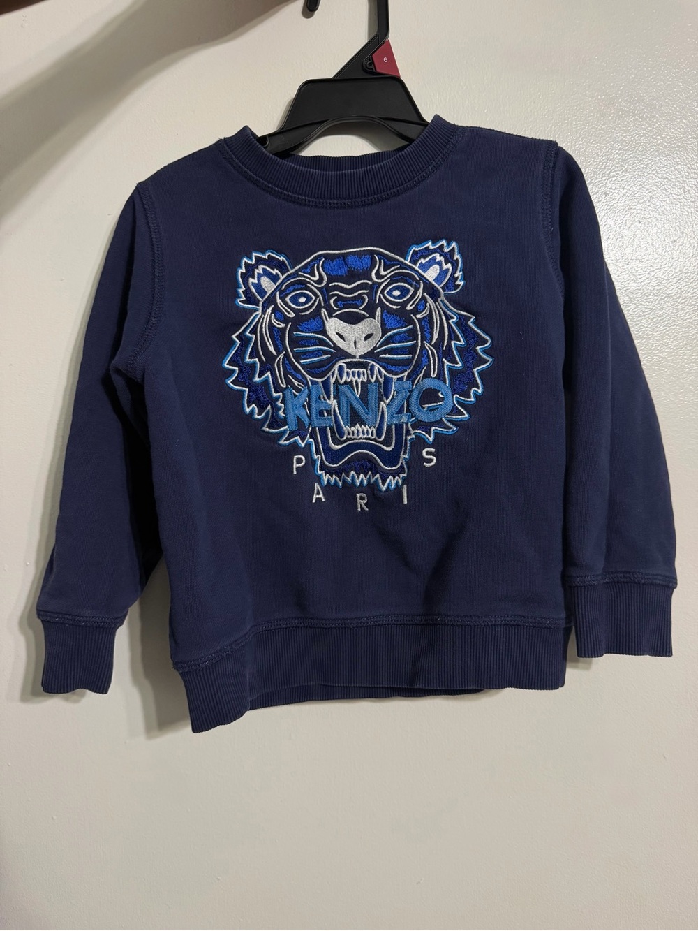 Kenzo Navy Sweatshirt with Blue Tiger Embroidery
